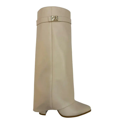 SARAH | Fold-Over Buckle Long Heeled Boots.