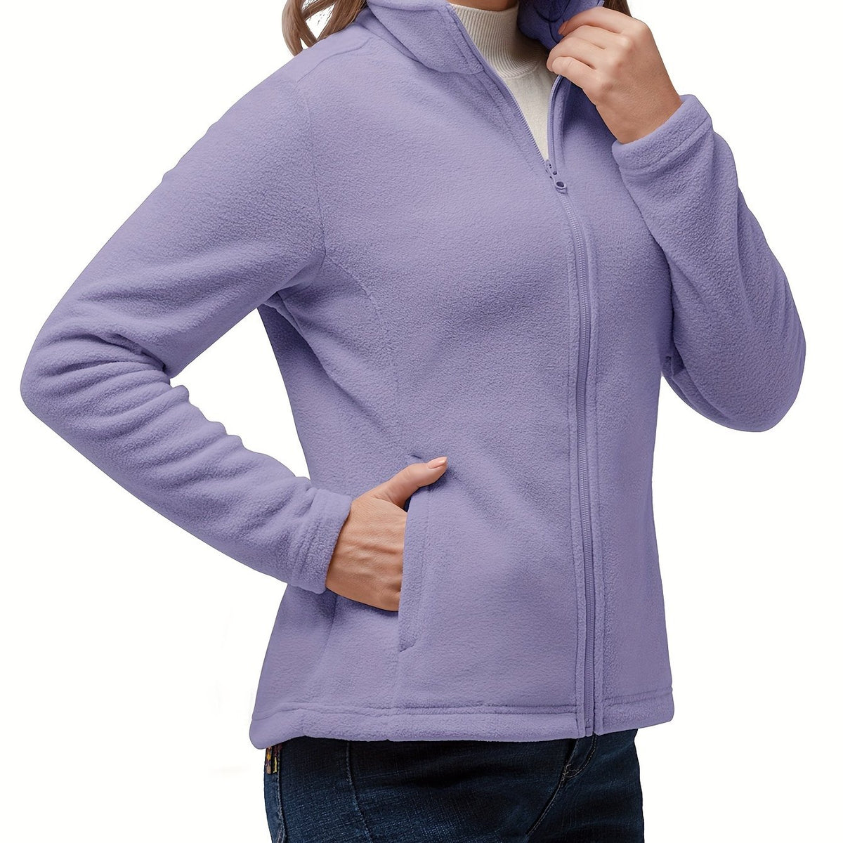 33, 0.0cm Dames Sport Fleece Jas, Volledige Ritssluiting Warme Zachte Polar Lange Mouw Fitness Lichtgewicht Jas met Zakken voor Winter Klassieke Pasvorm Jas