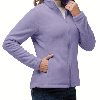 33, 0.0cm Dames Sport Fleece Jas, Volledige Ritssluiting Warme Zachte Polar Lange Mouw Fitness Lichtgewicht Jas met Zakken voor Winter Klassieke Pasvorm Jas