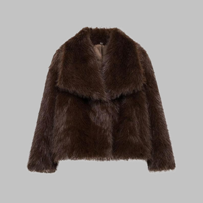 Elsie | Classy Long Sleeve Collared Fuzzy Coat