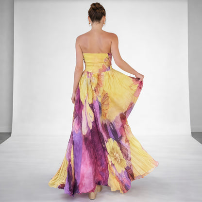 Eleanor | Pleated Strapless Maxi Dress