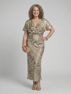 VIVETTE | ABSTRACT PRINT TWIST WAIST MIDI DRESS