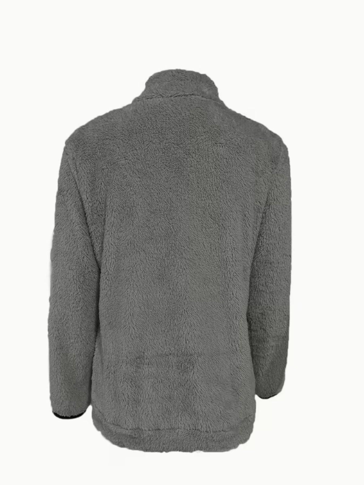 Dames Herfst Winter Fleece Jas met Rits, Opstaande Kraag Contrast Bies Zakken Zachte Teddy Pluche Korte Jas
