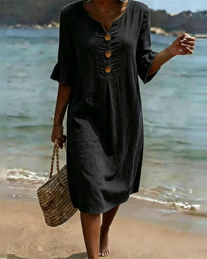 Edwina | Ruffle Sleeve Denim Dress