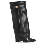 SARAH | Fold-Over Buckle Long Heeled Boots.
