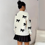 HATA | Comfy Bow Print Pullover Sweater