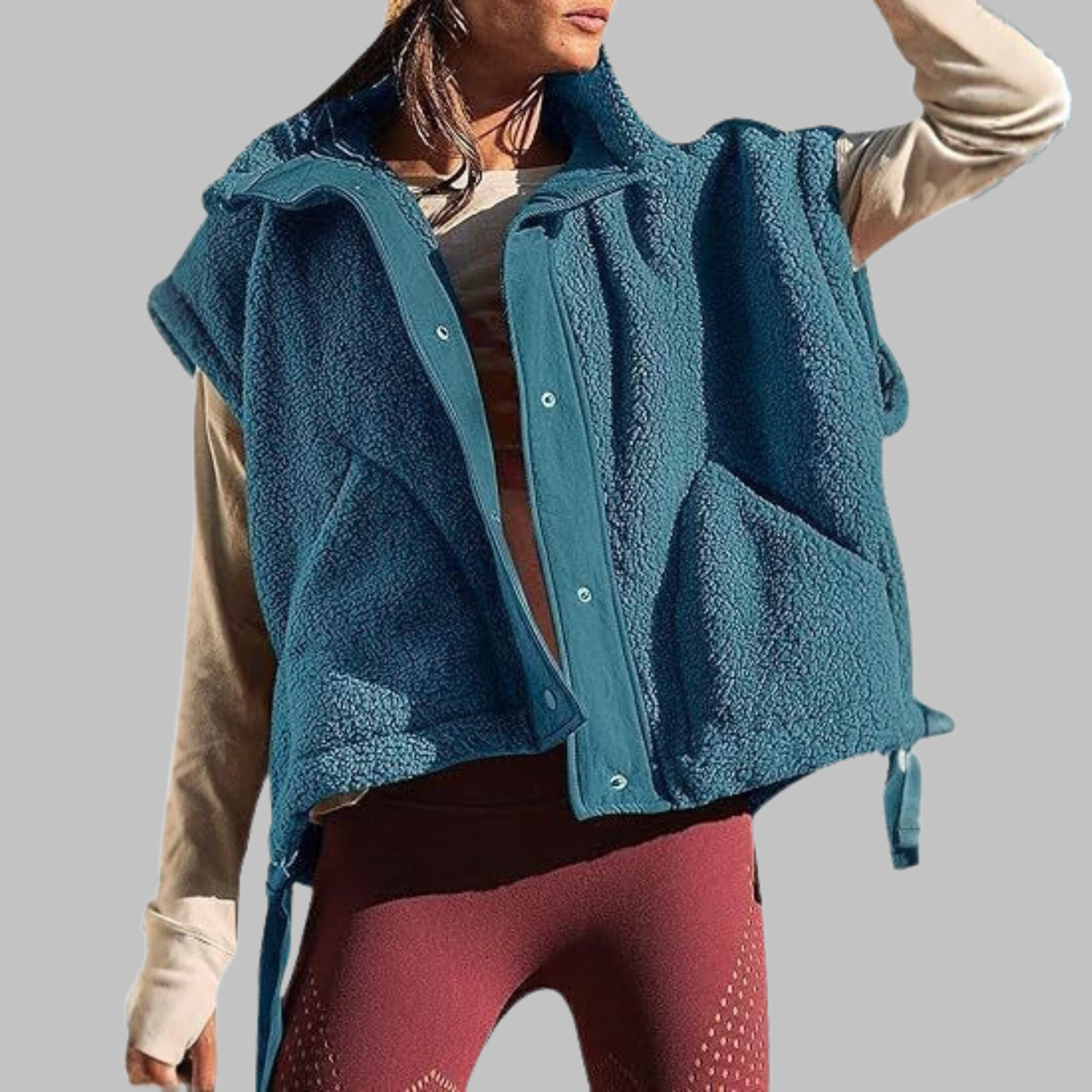 RAY | Comfy Warm Fleece Sleeveless Button Down Vest