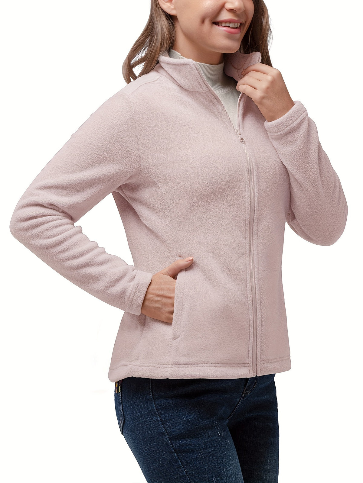 33, 0.0cm Dames Sport Fleece Jas, Volledige Ritssluiting Warme Zachte Polar Lange Mouw Fitness Lichtgewicht Jas met Zakken voor Winter Klassieke Pasvorm Jas