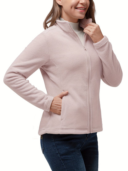 33, 0.0cm Dames Sport Fleece Jas, Volledige Ritssluiting Warme Zachte Polar Lange Mouw Fitness Lichtgewicht Jas met Zakken voor Winter Klassieke Pasvorm Jas