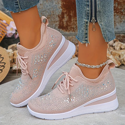Seraphina™ | Rhinestone Knit Wedge Trainers