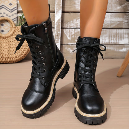 Henrietta™ | Lace-Up Side-Zip Combat Boots