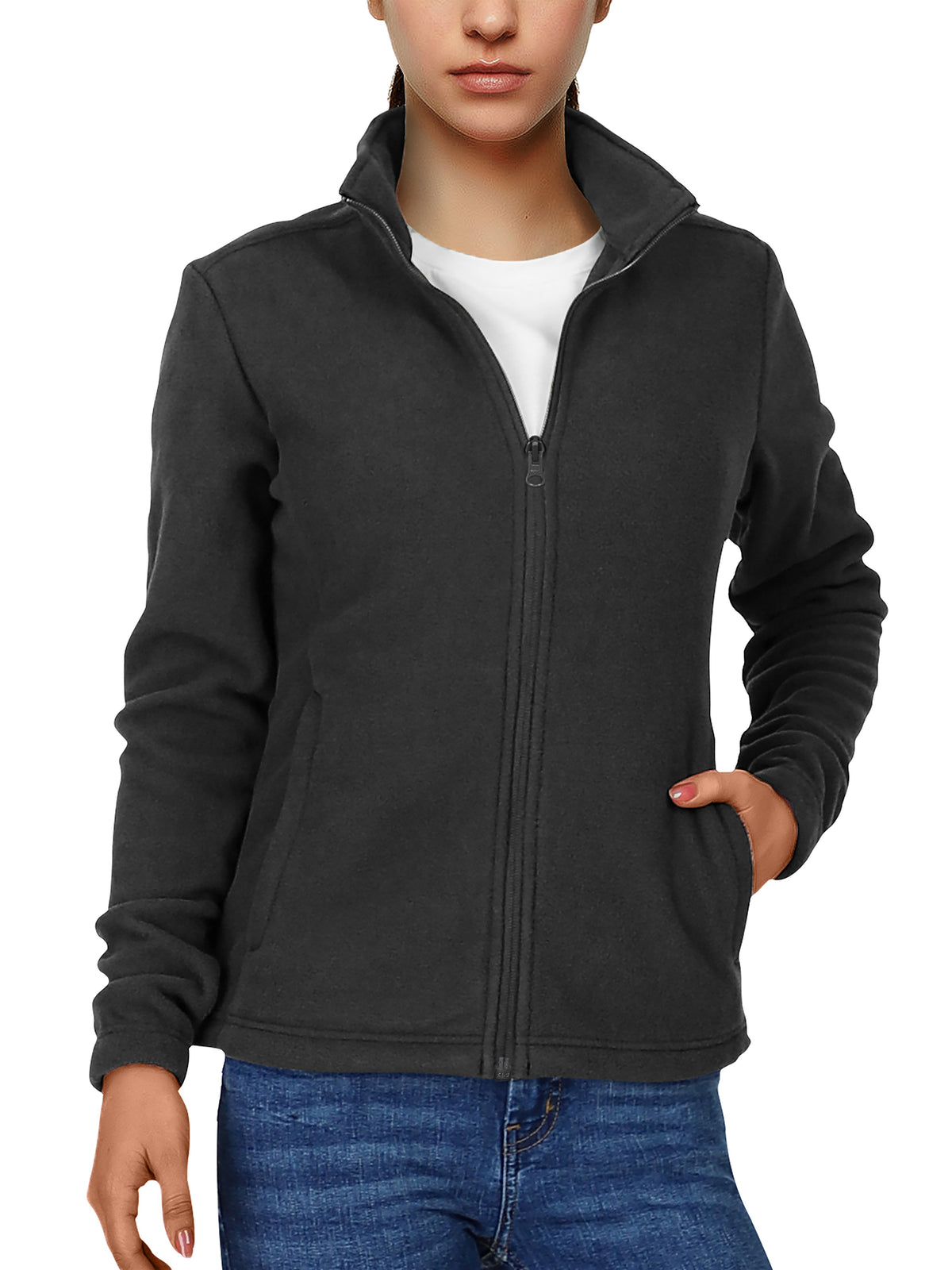33, 0.0cm Dames Sport Fleece Jas, Volledige Ritssluiting Warme Zachte Polar Lange Mouw Fitness Lichtgewicht Jas met Zakken voor Winter Klassieke Pasvorm Jas