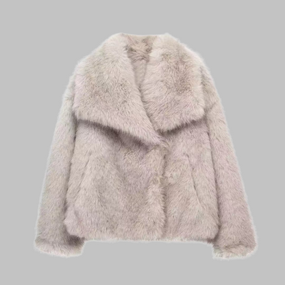 Elsie | Classy Long Sleeve Collared Fuzzy Coat