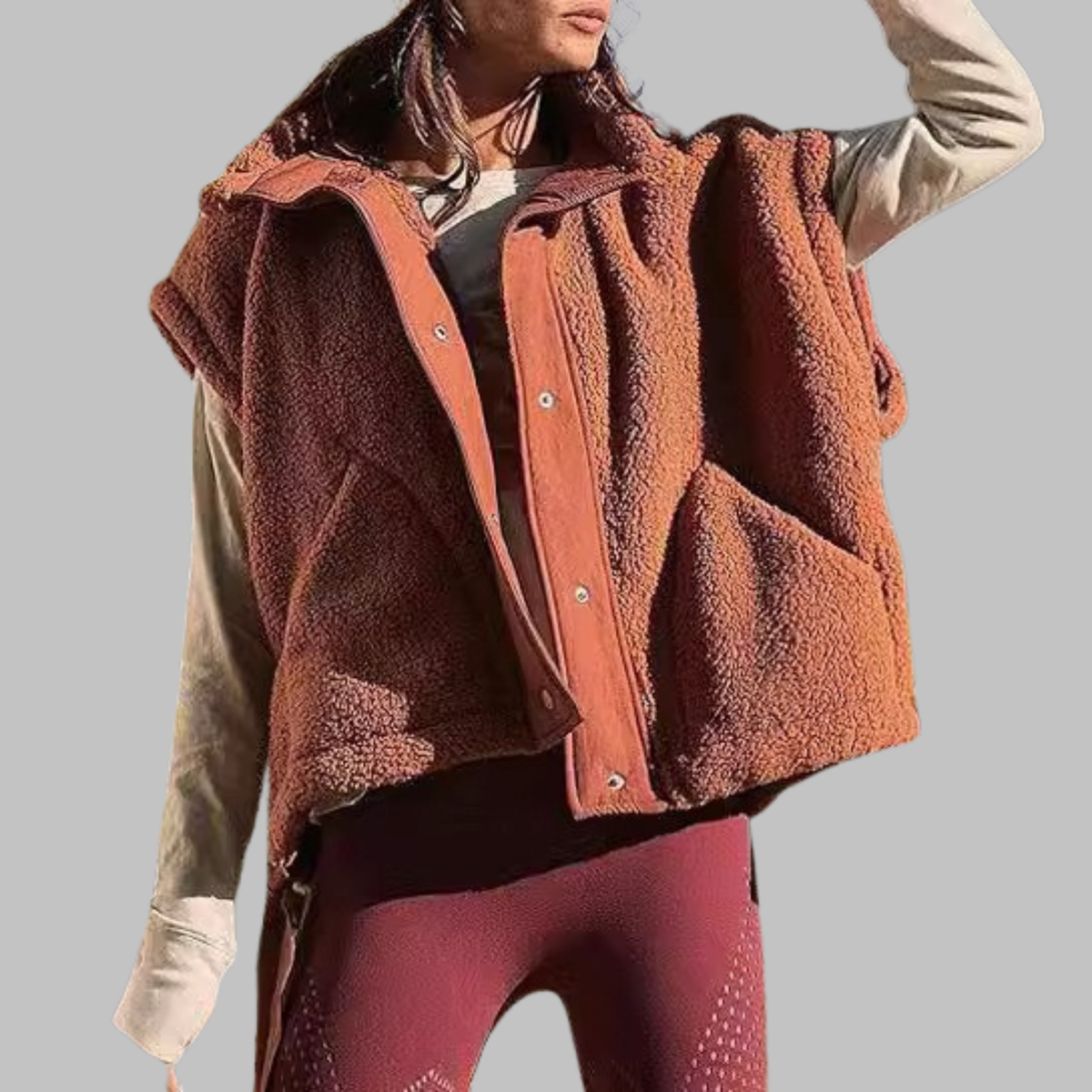 RAY | Comfy Warm Fleece Sleeveless Button Down Vest