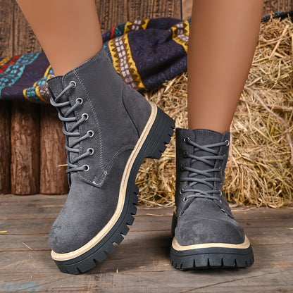 Juniper™ | Suede-Look Lace-Up Platform Boots
