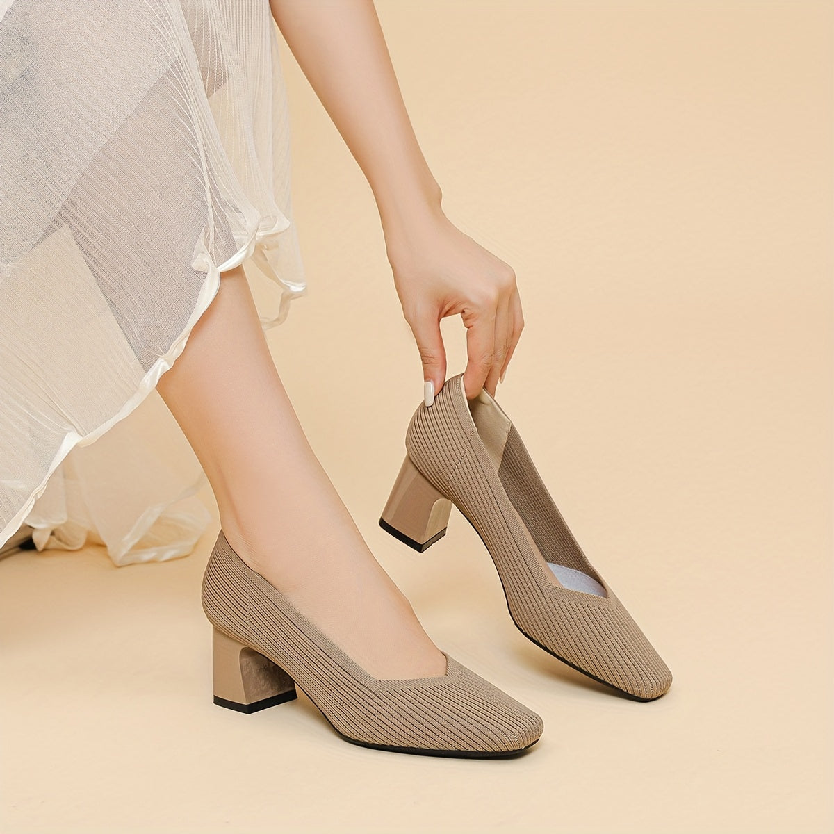 Mariella | Square Heeled Court Shoes