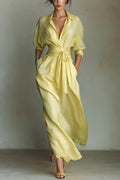 Kaylani | Belted Shirt Maxi Dress