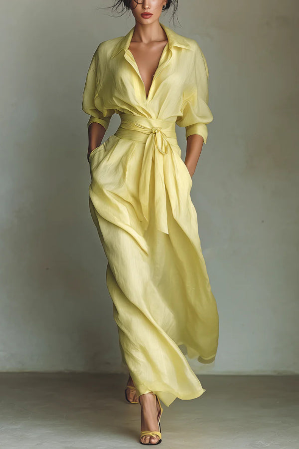 Kaylani | Belted Shirt Maxi Dress