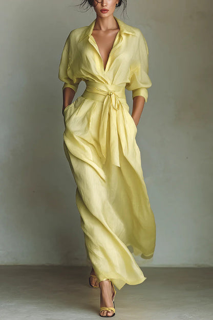 Kaylani | Belted Shirt Maxi Dress
