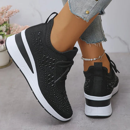 Seraphina™ | Rhinestone Knit Wedge Trainers