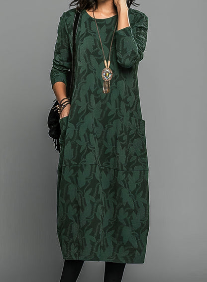 Erminia | Midi Dress with Leaf Print