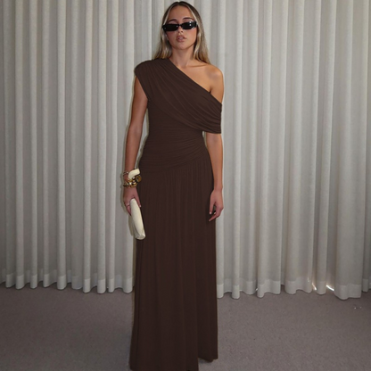 Shina | Elegant One Shoulder Evening Maxi Dress