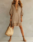 Sienna | Leopard Trim Shirt Dress