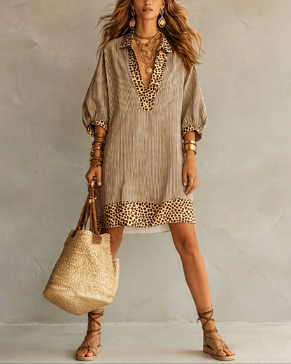 Sienna | Leopard Trim Shirt Dress