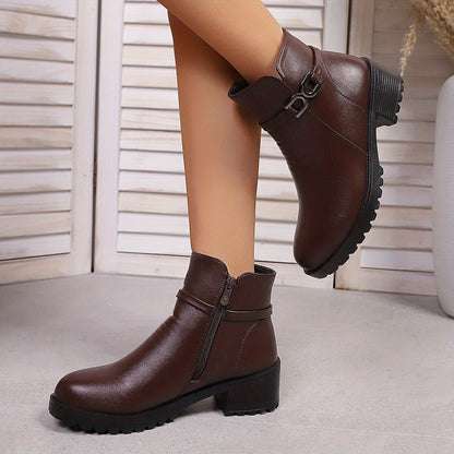 Elegante damesschoenen, stijlvolle dameschoenen, dames Knight winter outdoor kerstcadeau, verdikte korthoge laarzen met pluche voering, comfortabel, koudebestendig, antislip, slijtvast en warme korthoge laarzen 1
