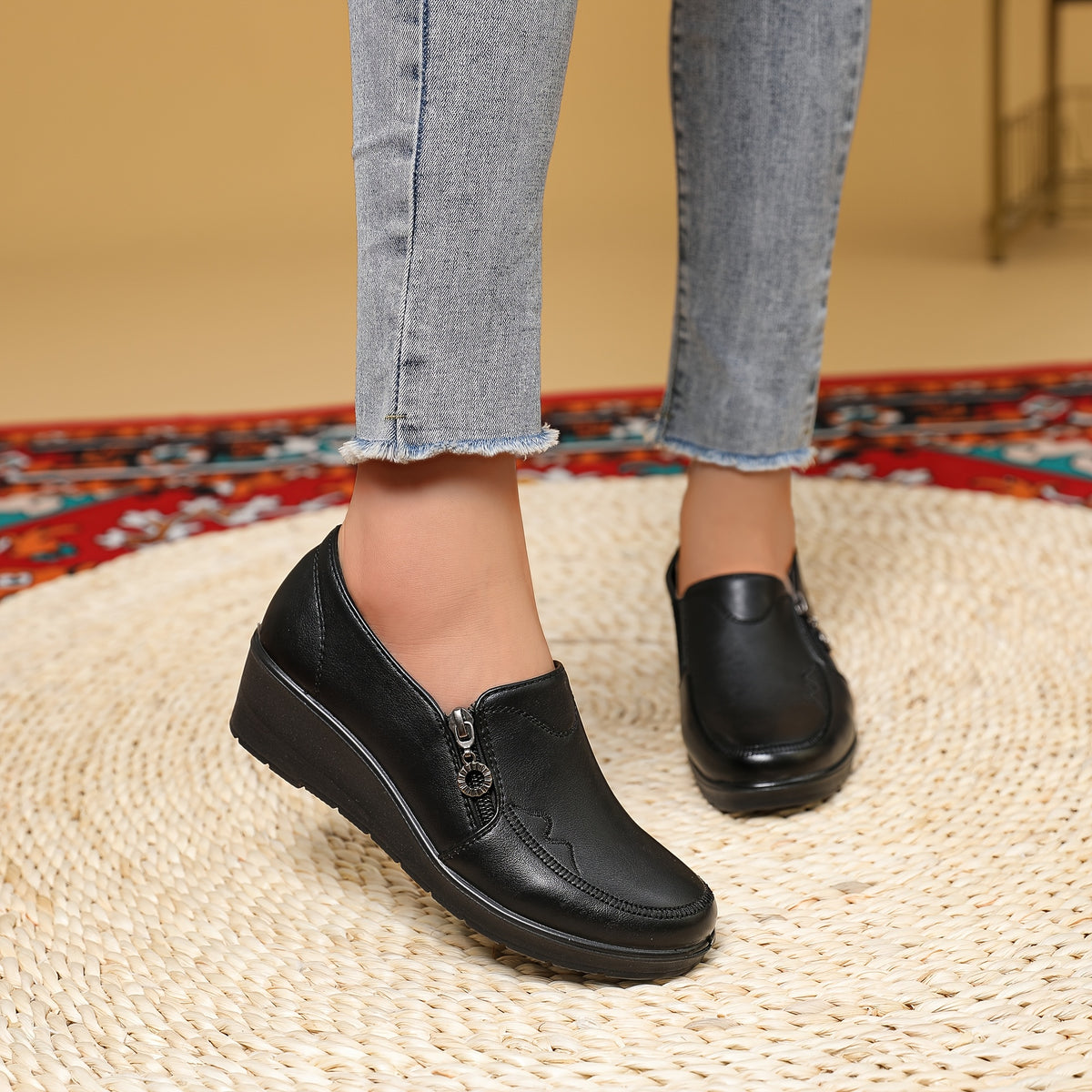 Harriet™ | Side-Zip Wedge Loafers