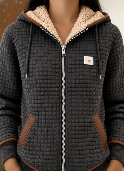 Silvana™ | Sherpa-Lined Quilted Zip-Up Hooded Jacket