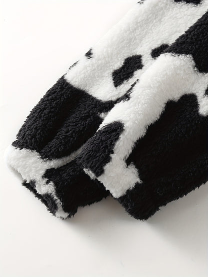 Mabel | Cow Print Teddy Jacket