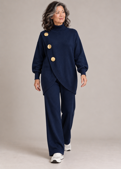 Margaret™ | Asymmetric Button-Detail Knit Two-Piece Set