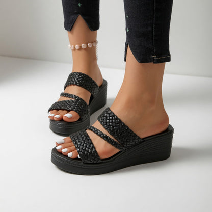Harper | Colourful Woven Wedge Mules