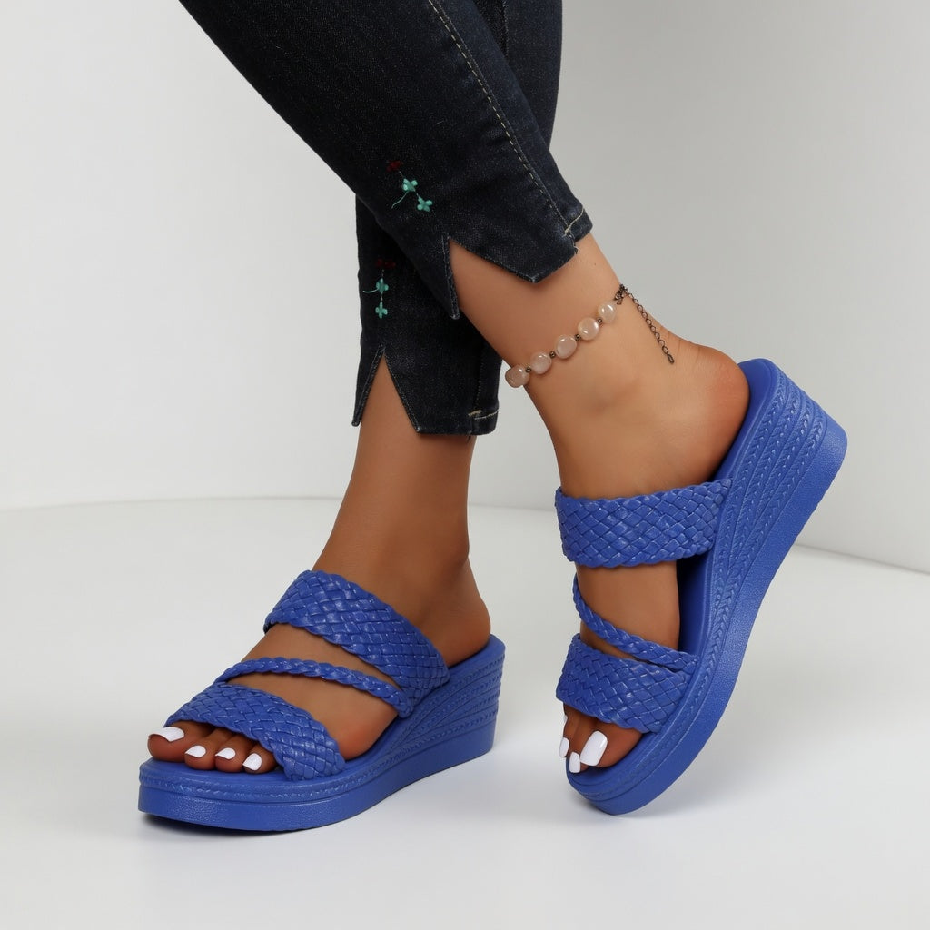 Harper | Colourful Woven Wedge Mules