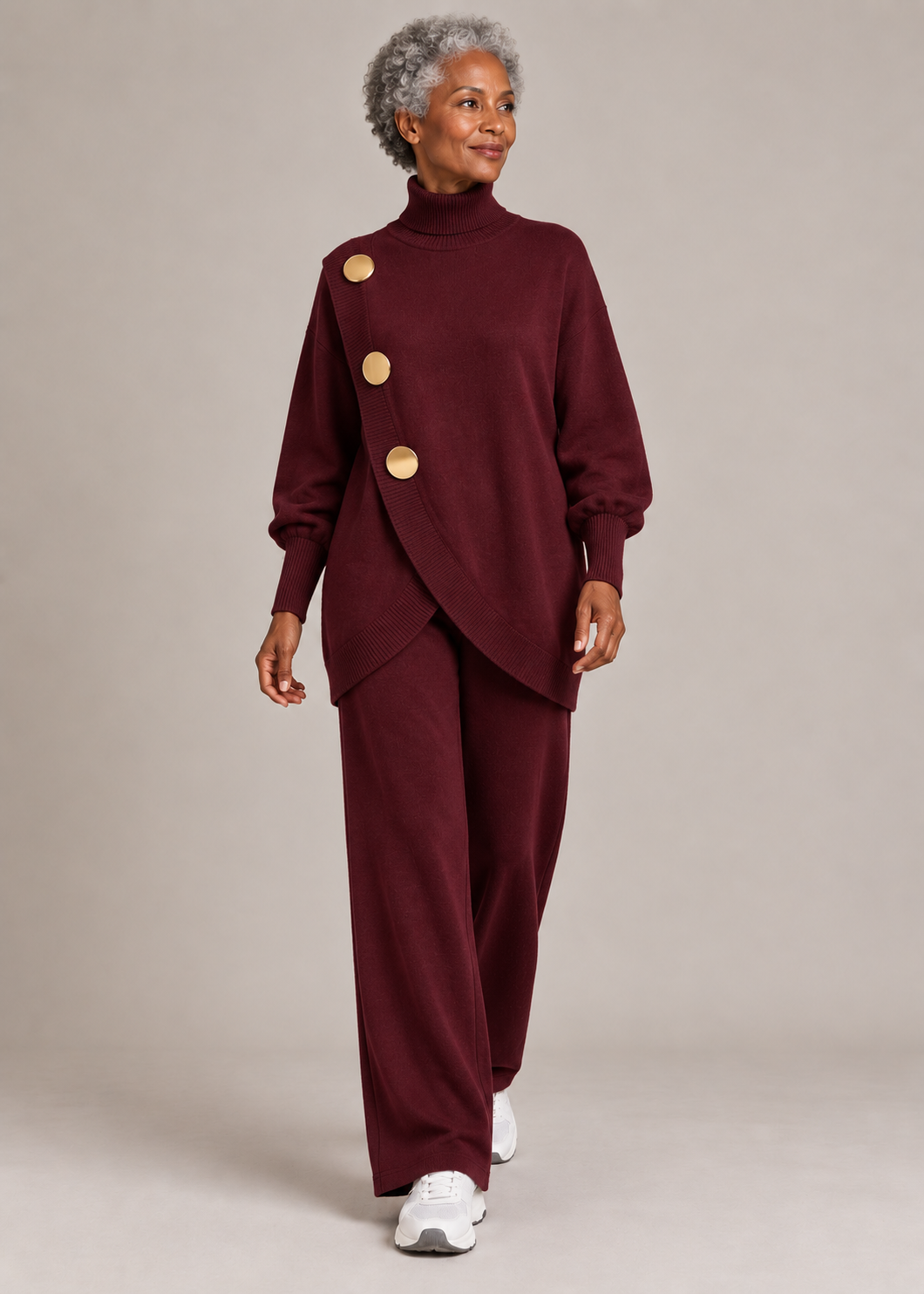 Margaret™ | Asymmetric Button-Detail Knit Two-Piece Set