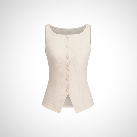 QUANDA | Classy Button Front Sleeveless Tank Top