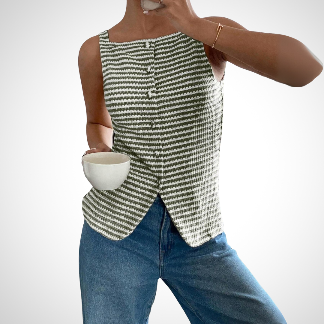 QUANDA | Classy Button Front Sleeveless Tank Top