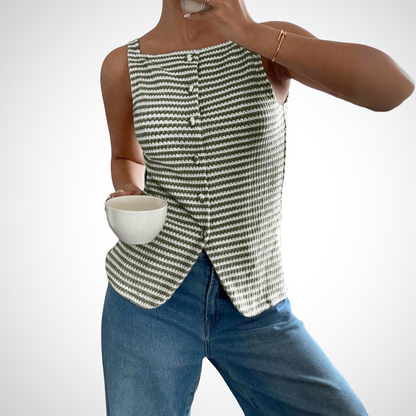 QUANDA | Classy Button Front Sleeveless Tank Top