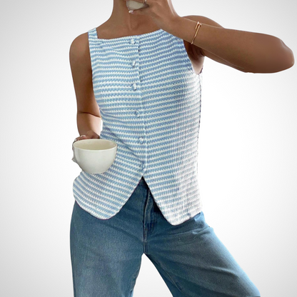 QUANDA | Classy Button Front Sleeveless Tank Top