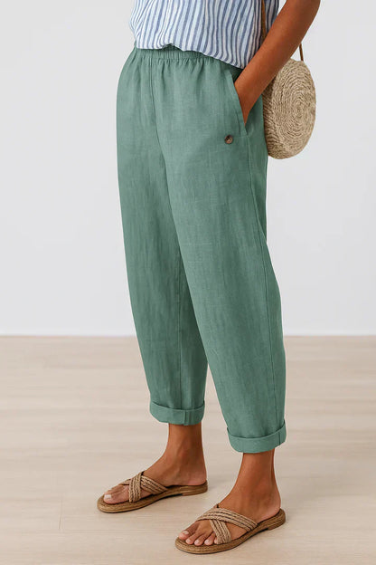 Delphine | Cotton Blend Relaxed Trousers
