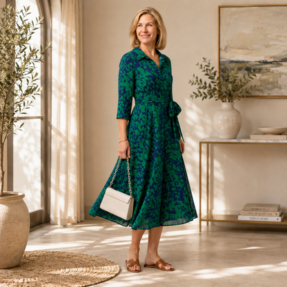 Claire | Long-Sleeve Midi Dress with Belt