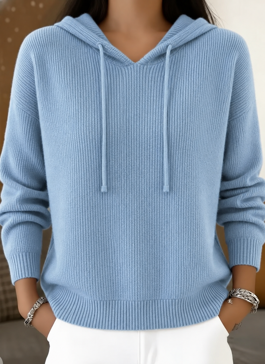 Charlton Women's Cashmere Mink Blend Hooded Knit Jumper Drawstring Hood