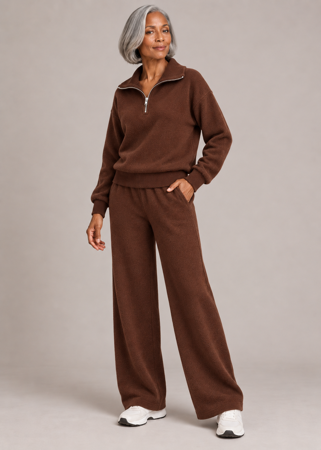 Mary Jane™ | Luxuriously Soft Half-Zip Knit Set