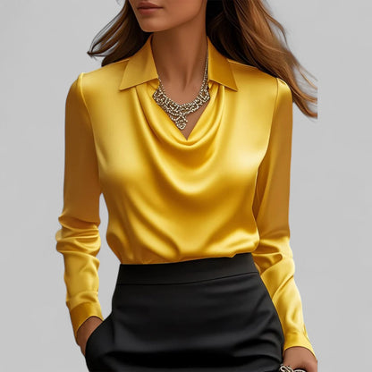 Celeste Satin Draped Collar Blouse
