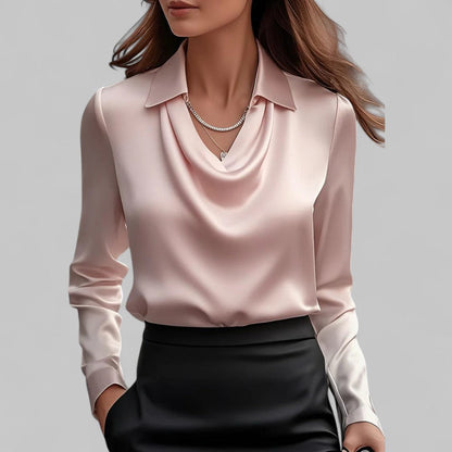 Celeste Satin Draped Collar Blouse