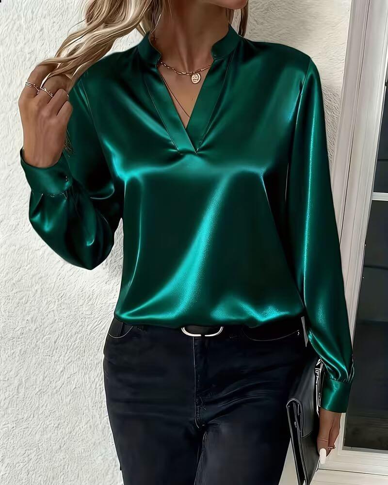 Vivienne Satin V-Neck Blouse
