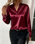 Vivienne Satin V-Neck Blouse