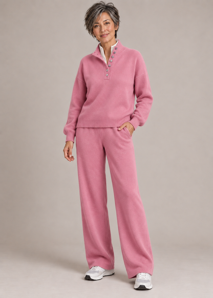 Evelyn™ | Soft Contrast-Collar Knit Two-Piece Set