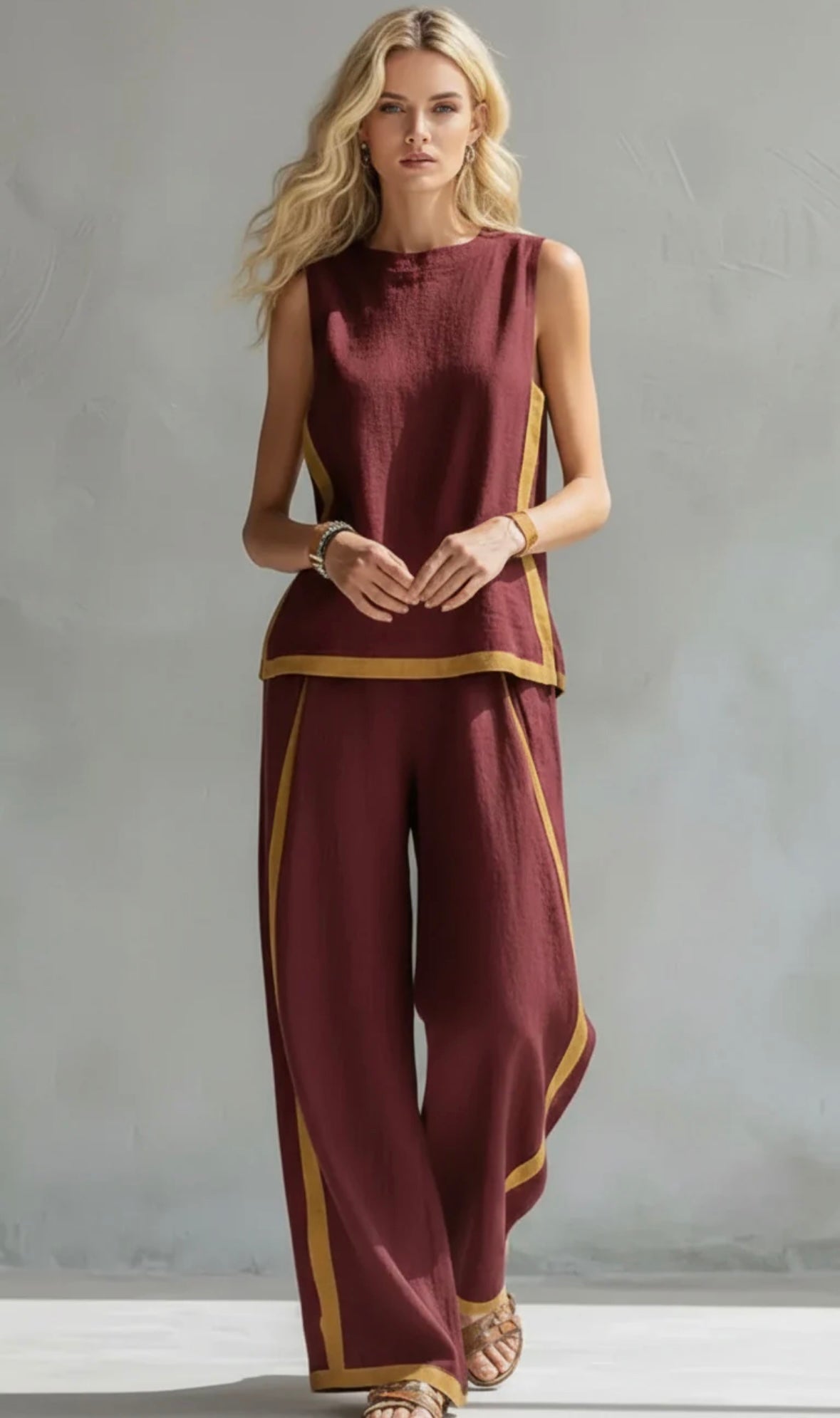 Lydia | Contrast Vest & Trouser Set